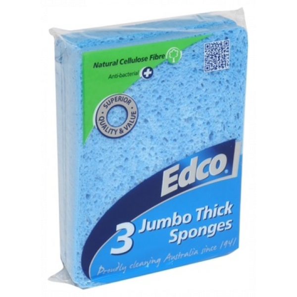 EDCO JUMBO THICK SPONGES *ANTI-BACTERIAL* (3pk)