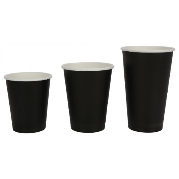 COFFEE CUPS-SINGLE WALL (BLACK)