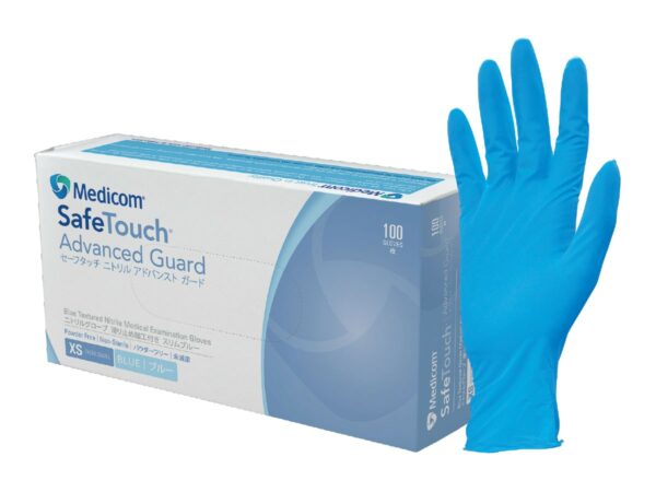 SAFETOUCH ADVANCED GUARD - BLUE NITRILE EXAMINATION GLOVES - 100PACK